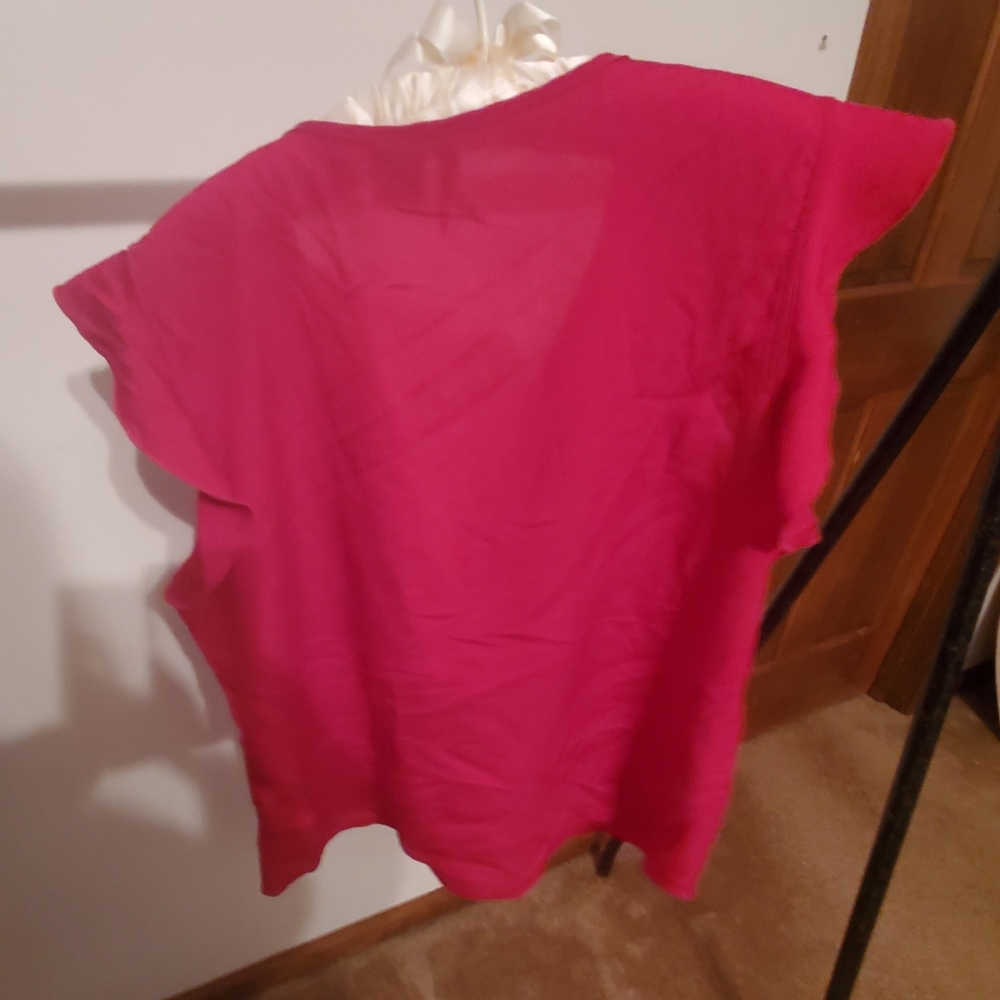New Directions Red XL Ruffle Top - Picture 2 of 3